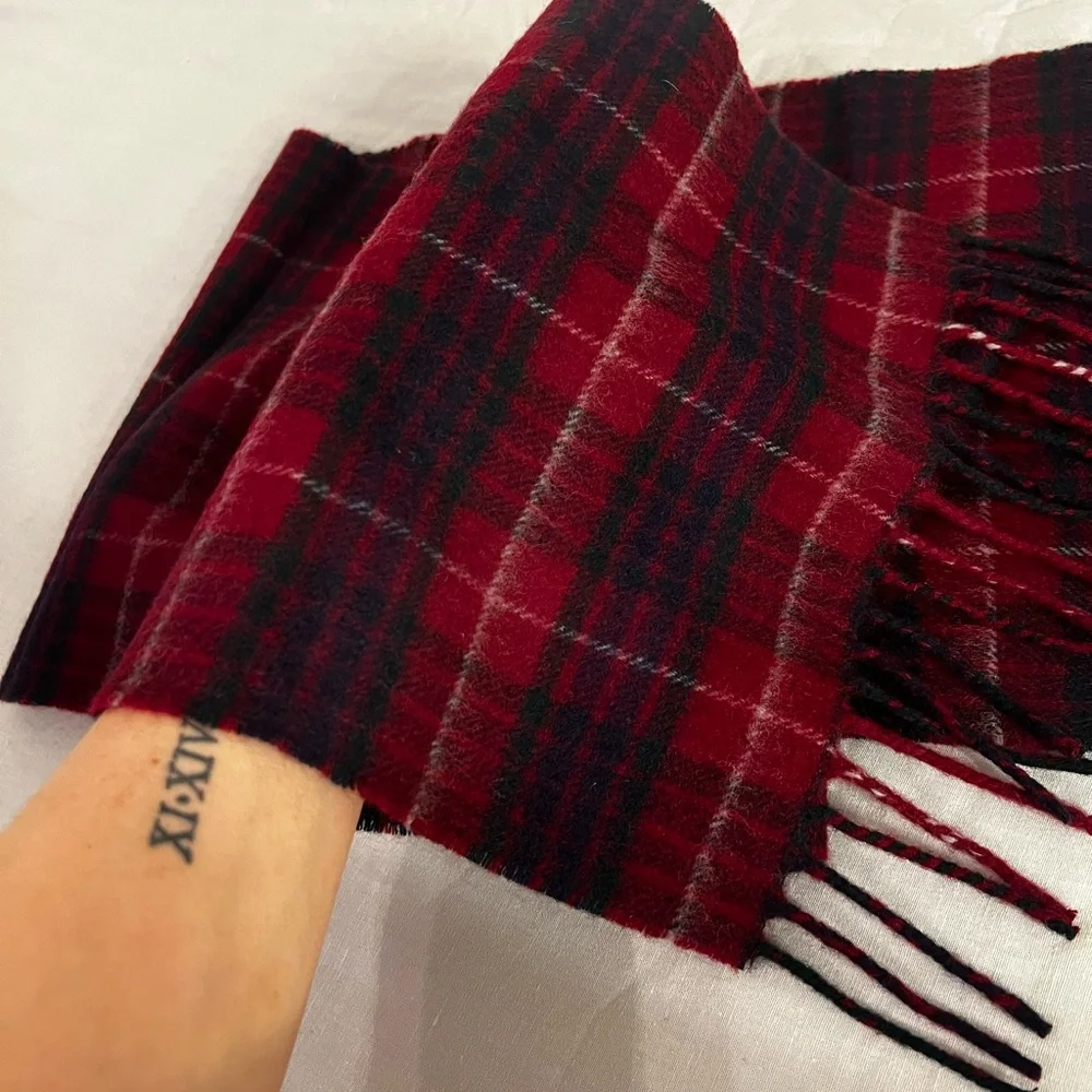 Dior Red and Black Checkered Scarf and box